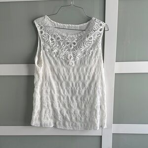 SHEIN Ivory Sleeveless Crochet Blouse